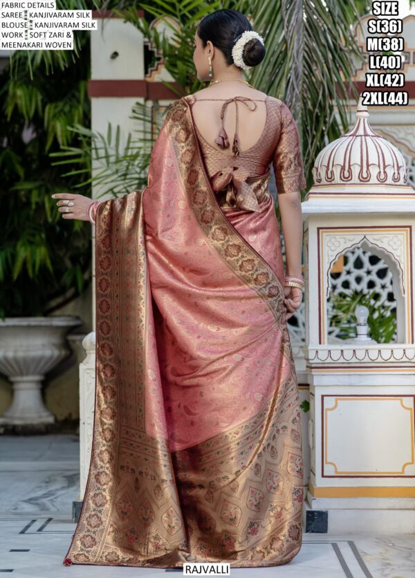 Classic Style Kanjivaram Silk Meenakari Worked Festive Wear Un-Stitched Sarees