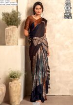 Multicolour Printed Satin Crape Silk Party Wear Un-Stitched Blouse With Saree
