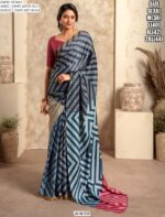 Multicolour Printed Satin Crape Silk Party Wear Un-Stitched Blouse With Saree