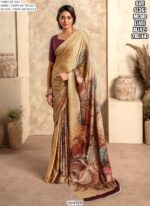Multicolour Printed Satin Crape Silk Party Wear Un-Stitched Blouse With Saree