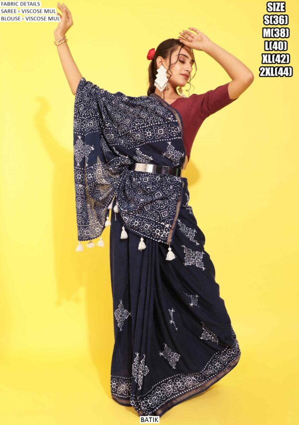 Buy Viscose Mul Daily Wear Digital Printed Un-Stitched Saree With Blouse