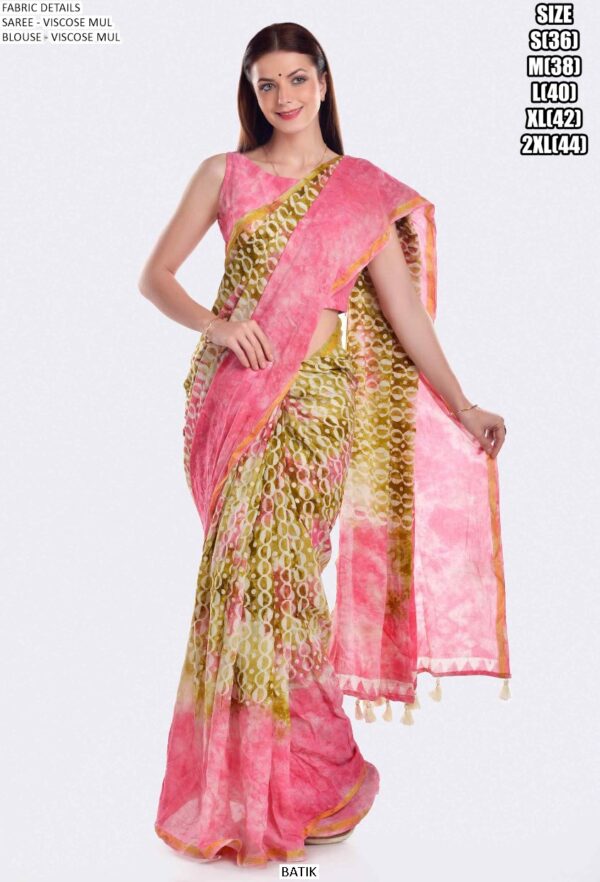 Buy Viscose Mul Daily Wear Digital Printed Un-Stitched Saree With Blouse