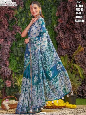 Buy Viscose Mul Daily Wear Digital Printed Un-Stitched Saree With Blouse
