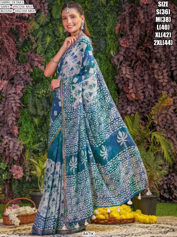 Buy Viscose Mul Daily Wear Digital Printed Un-Stitched Saree With Blouse