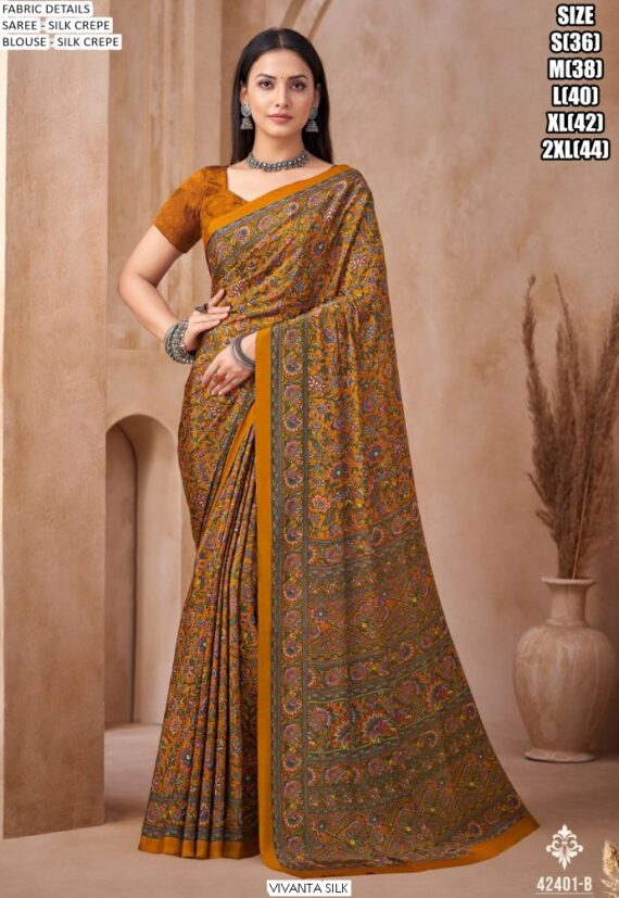 The Latest Collection Of Regular Wear Crape Silk Sarees In Various Prints
