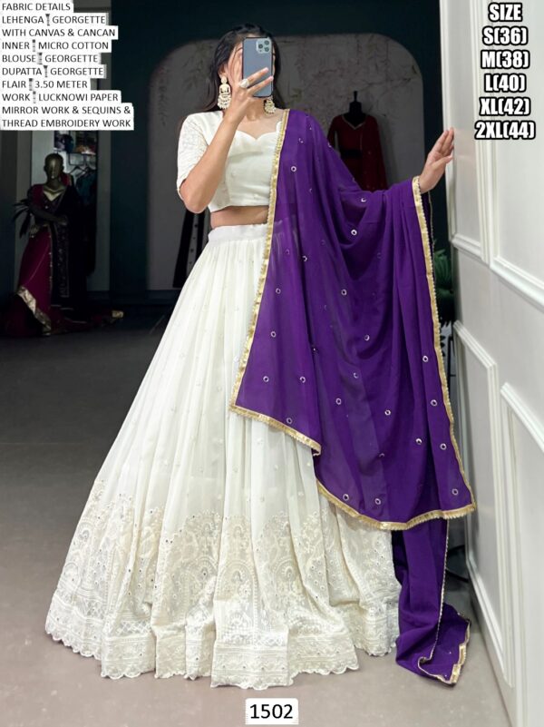 Wonderful White Georgette Designer Lehenga Choli For Festive Function