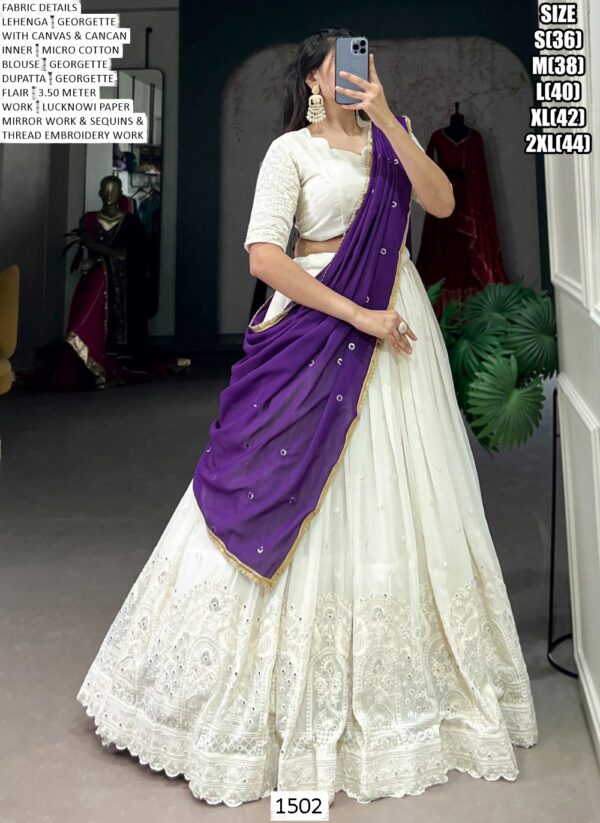 Wonderful White Georgette Designer Lehenga Choli For Festive Function