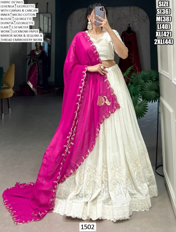 Wonderful White Georgette Designer Lehenga Choli For Festive Function