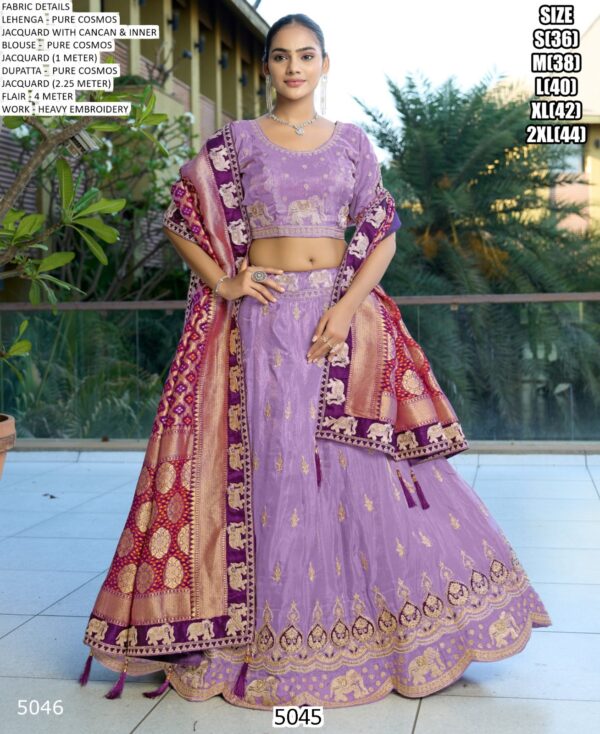 Pure Cosmos Jacquard Heavy Embroidered Wedding Wear Lehenga Choli