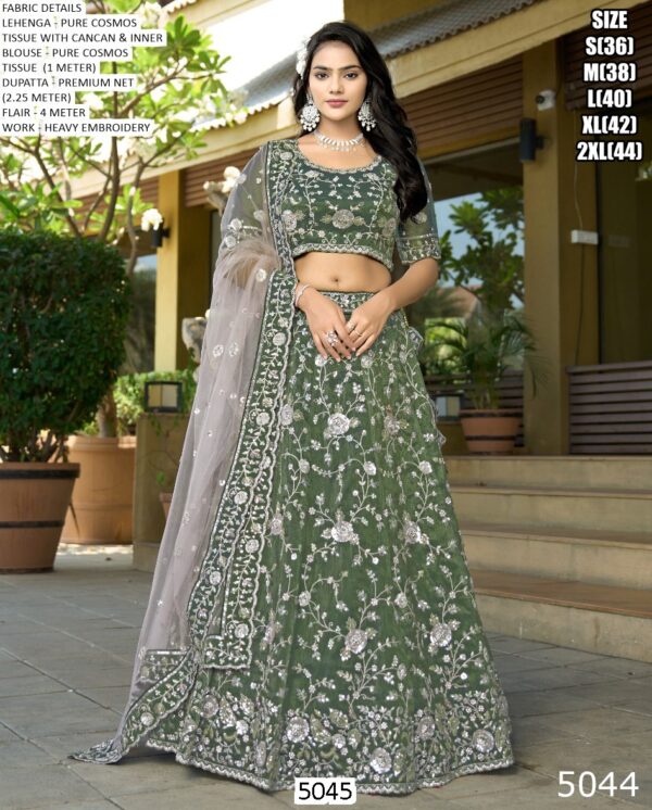 Pure Cosmos Jacquard Heavy Embroidered Wedding Wear Lehenga Choli