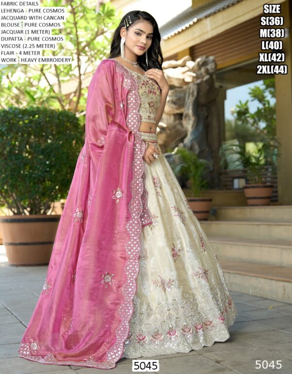 Pure Cosmos Jacquard Heavy Embroidered Wedding Wear Lehenga Choli
