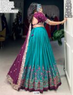 Women's Wedding Special Tussar Silk Floral Printed Lehenga With Embroidered Blouse