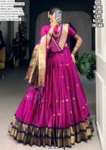 Trendy And Traditional Paithani Jacquard Silk Weaving Zari Work Lehenga Choli