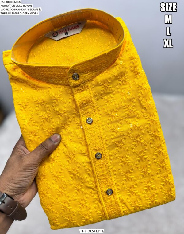 Chikankari Sequin Work Thread Embroidery Viscose Rayon Festival Wear Only Kurtas