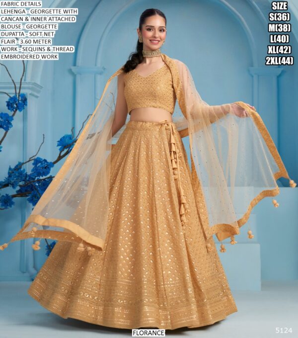 Semi-Stitched Georgette Sequins And Thread Embroidered Party Wear Lehenga Choli