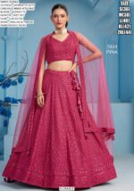 Semi-Stitched Georgette Sequins And Thread Embroidered Party Wear Lehenga Choli