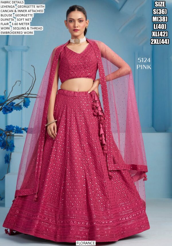 Semi-Stitched Georgette Sequins And Thread Embroidered Party Wear Lehenga Choli