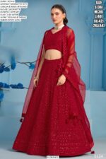 Semi-Stitched Georgette Sequins And Thread Embroidered Party Wear Lehenga Choli