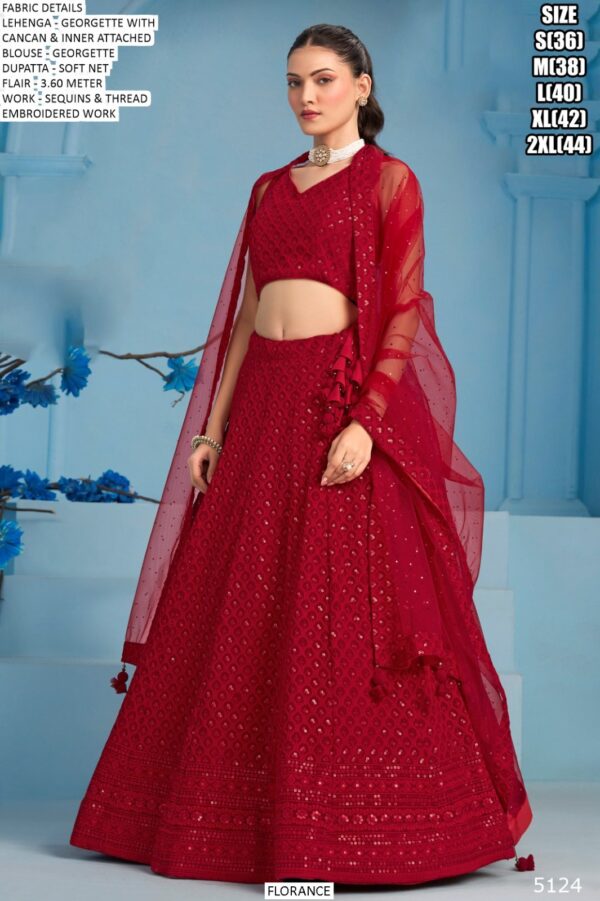 Semi-Stitched Georgette Sequins And Thread Embroidered Party Wear Lehenga Choli