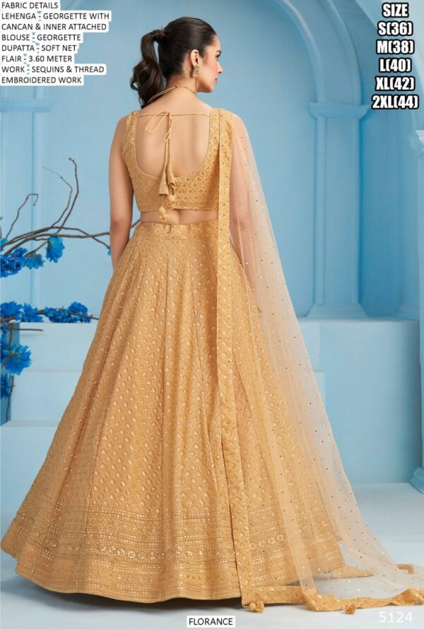 Semi-Stitched Georgette Sequins And Thread Embroidered Party Wear Lehenga Choli