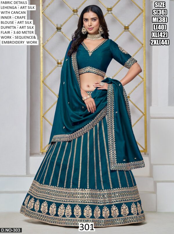 Bridesmaids Style Designer Art Silk Wedding Wear Lehenga Choli Collection