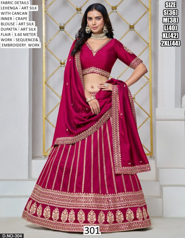Bridesmaids Style Designer Art Silk Wedding Wear Lehenga Choli Collection