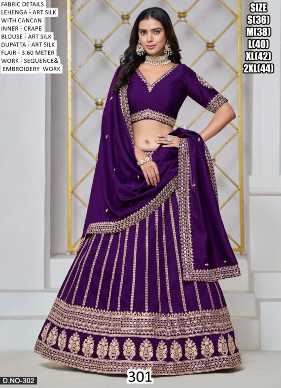 Bridesmaids Style Designer Art Silk Wedding Wear Lehenga Choli Collection