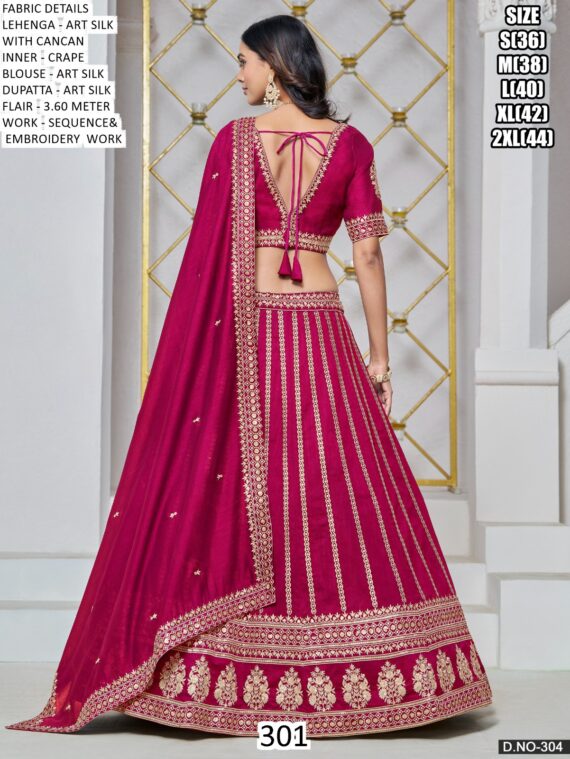 Bridesmaids Style Designer Art Silk Wedding Wear Lehenga Choli Collection