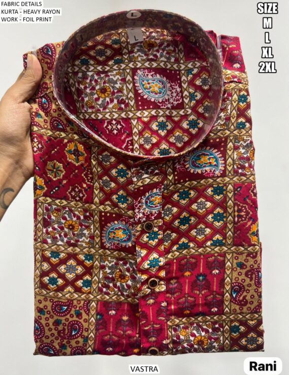 Five Premium Men's Wear Only Kurta In Heavy Rayon With Foil Work