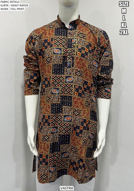 Five Premium Men's Wear Only Kurta In Heavy Rayon With Foil Work