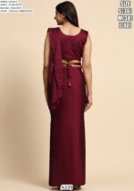 One Mint Pure Satin Exquisite Sequins Embroidery Work Blouse With Ready-To-Wear Saree