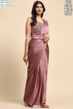 One Mint Pure Satin Exquisite Sequins Embroidery Work Blouse With Ready-To-Wear Saree