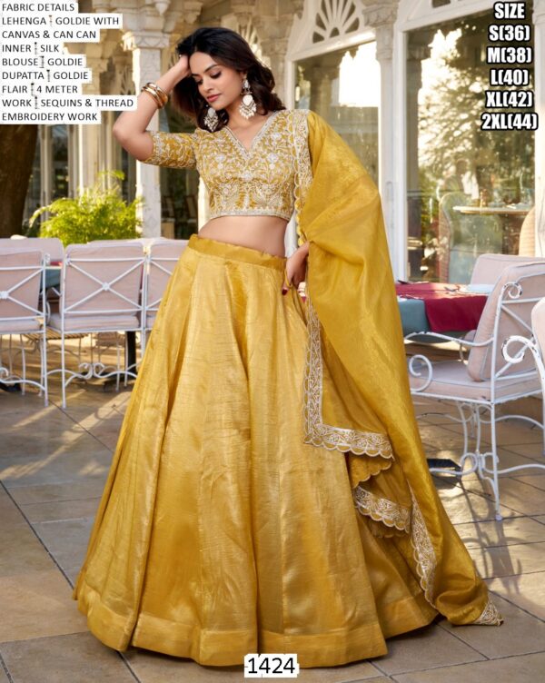 Haldi Special Yellow Colour Heavy Designer Goldie Blouse With Lehenga Set