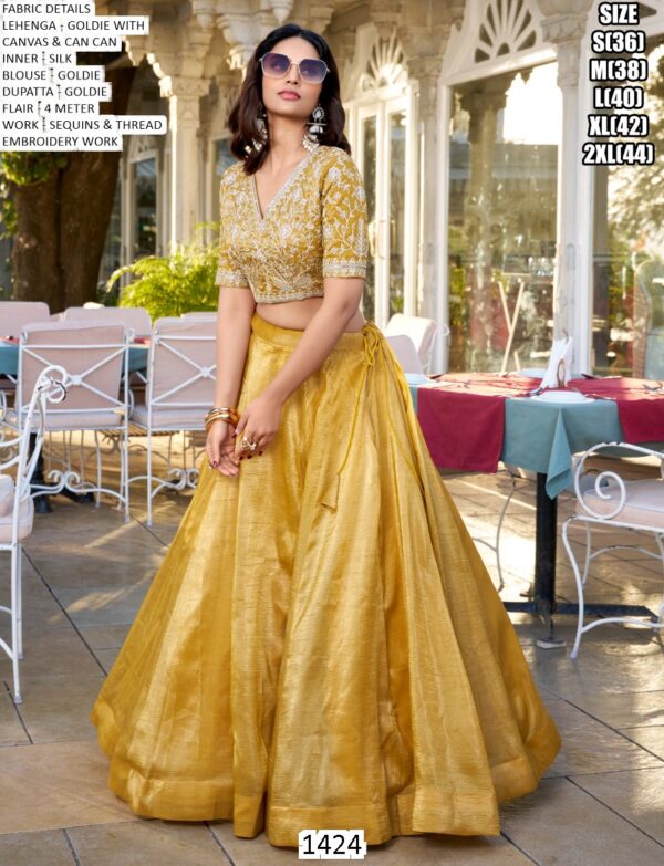 Haldi Special Yellow Colour Heavy Designer Goldie Blouse With Lehenga Set