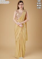 Cocktail Party Style Imported Crush Solid Ready To Wear Saree With Sequins Work Blouse