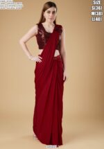 Cocktail Party Style Imported Crush Solid Ready To Wear Saree With Sequins Work Blouse