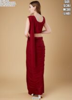 Cocktail Party Style Imported Crush Solid Ready To Wear Saree With Sequins Work Blouse