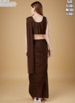 Cocktail Party Style Imported Crush Solid Ready To Wear Saree With Sequins Work Blouse