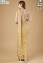 Cocktail Party Style Imported Crush Solid Ready To Wear Saree With Sequins Work Blouse