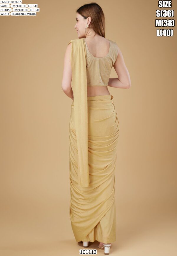 Cocktail Party Style Imported Crush Solid Ready To Wear Saree With Sequins Work Blouse