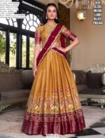 Royal Kanchipuram Silk Printed And Zari Weaving Festival Lehenga Choli