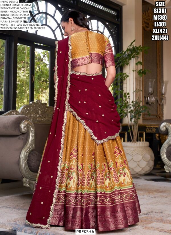 Royal Kanchipuram Silk Printed And Zari Weaving Festival Lehenga Choli