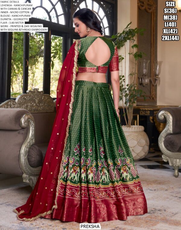 Royal Kanchipuram Silk Printed And Zari Weaving Festival Lehenga Choli