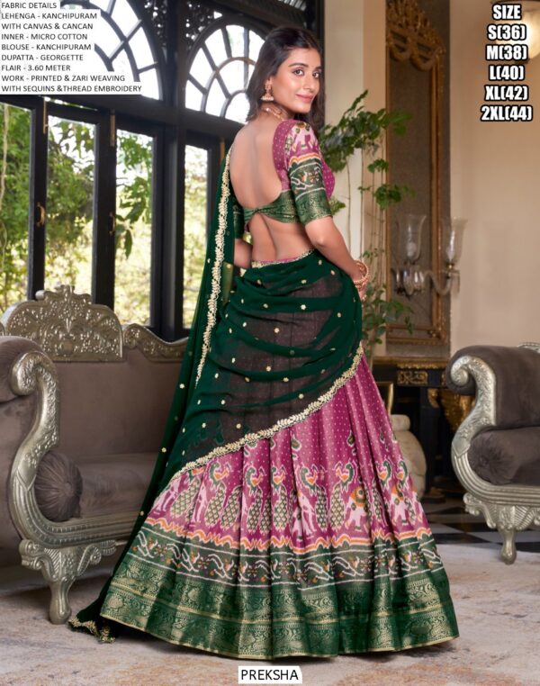 Royal Kanchipuram Silk Printed And Zari Weaving Festival Lehenga Choli