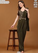 Imported Crystal Ready To Wear (One Minute) Saree With A Heavy Lace Work Blouse