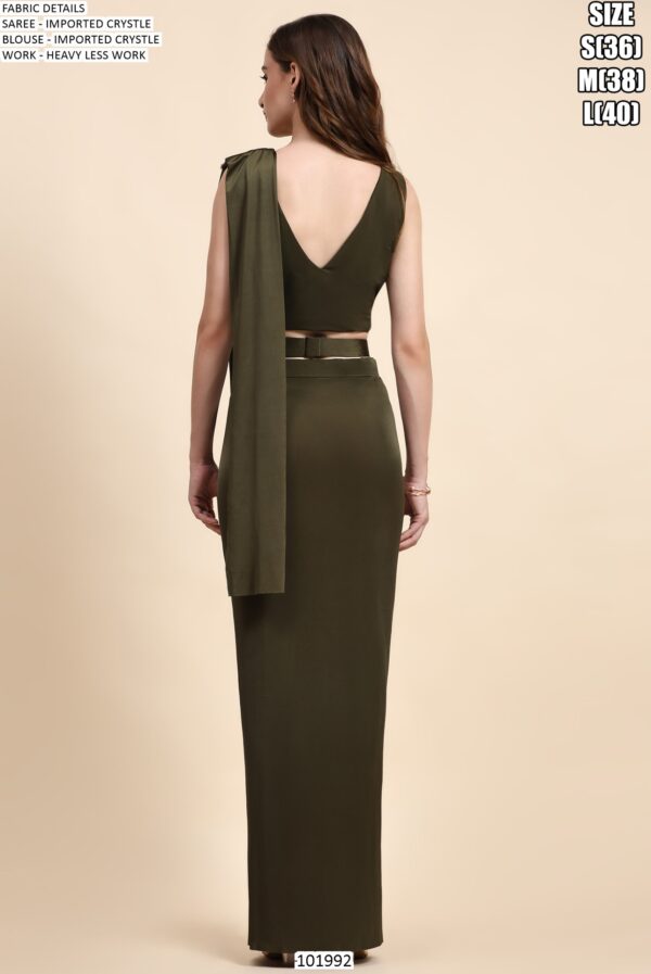 Imported Crystal Ready To Wear (One Minute) Saree With A Heavy Lace Work Blouse