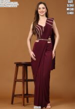 Imported Crystal Ready To Wear (One Minute) Saree With A Heavy Lace Work Blouse