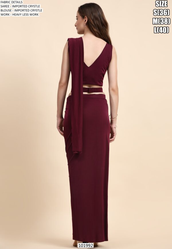 Imported Crystal Ready To Wear (One Minute) Saree With A Heavy Lace Work Blouse