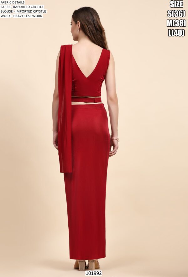 Imported Crystal Ready To Wear (One Minute) Saree With A Heavy Lace Work Blouse