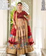 New Launching Festival Lehenga Choli In Dola Silk With Kalamkari Print Work